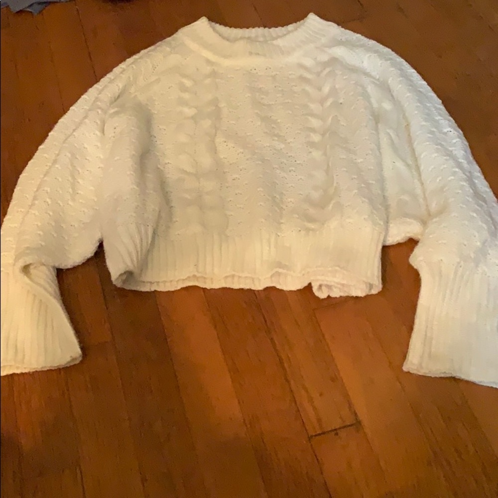 white patterned sweater
